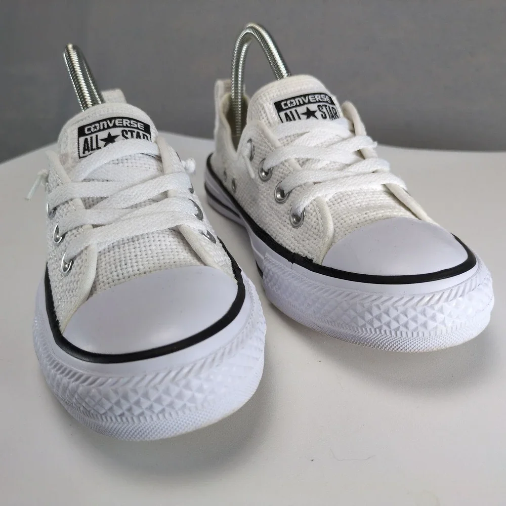 Converse All Star Shoreline Basketweave White Slip-On Sneakers Womens 8 Canvas